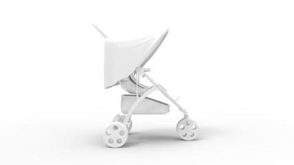 3d rendering of a baby stroller push cart isolated in studio background