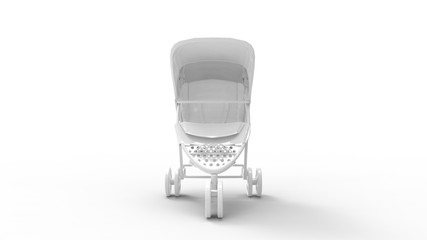 3d rendering of a baby stroller push cart isolated in studio background