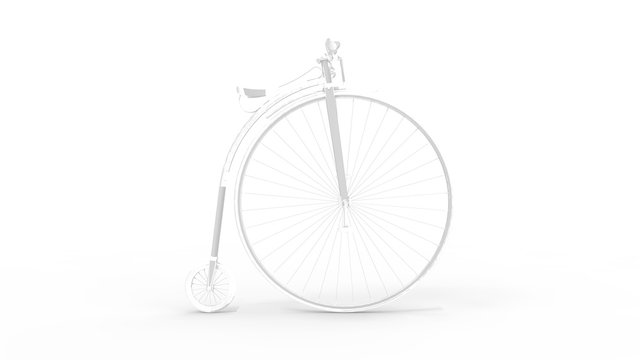 3d rendering of a vintage velocipede isolated in white studio background
