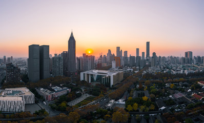 Fototapeta na wymiar Skyline of Nanjing City at Sunset in China
