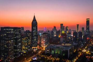 Obraz premium Skyline of Nanjing City in the Night
