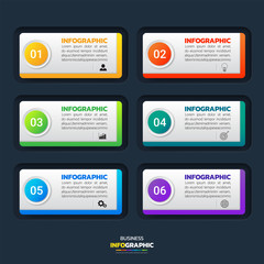 Business infographics template with 6 options.