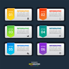 Business infographics template with 6 options.