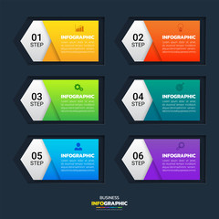 Business infographics template with 6 options.