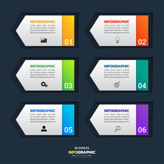 Business infographics template with 6 options.