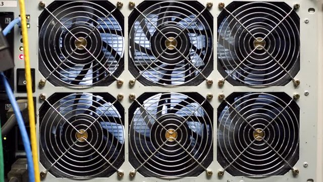 Close-up of data center ventilation panels. Stock footage. Power supply panel with cooling fans and data center connection cables. Modern computer equipment