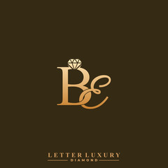 Initial Letter Luxury BE with diamond. Diamond Icon in Flat Style Logo.