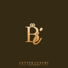 Initial Letter Luxury BI with diamond. Diamond Icon in Flat Style Logo.