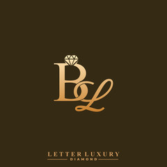 Initial Letter Luxury BL with diamond. Diamond Icon in Flat Style Logo.
