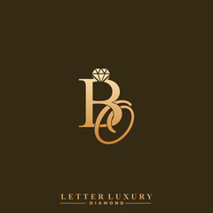 Initial Letter Luxury BO with diamond. Diamond Icon in Flat Style Logo.