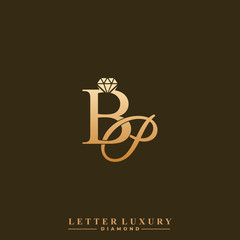 Initial Letter Luxury BP with diamond. Diamond Icon in Flat Style Logo.