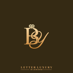Initial Letter Luxury BY with diamond. Diamond Icon in Flat Style Logo.