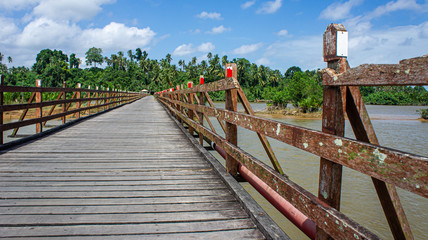 wooden bridge over river