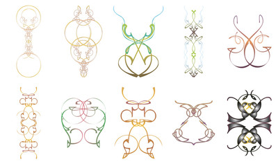 Elements of vintage ornament Clipart Vector Set 3012907