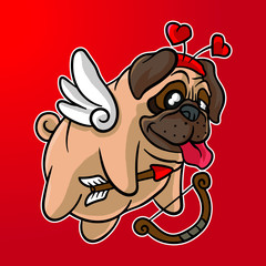 Pug Puppy Cute cupid love