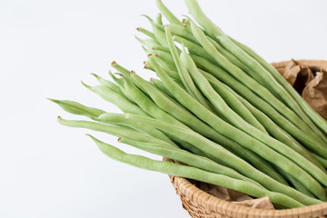 Fresh French beans-Green beans isolated on the white background