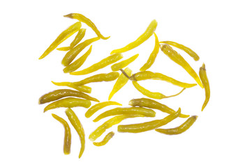 pickled chili peppers on a white background