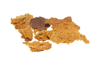 crust of rye bread on a white background