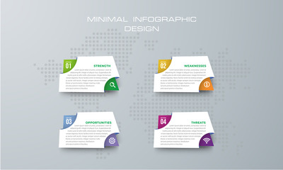 Infographic template with 4 options; workflow; process chart; Timeline infographics design vector can be used for workflow layout; diagram; annual report; web design; steps or processes. - Vector..