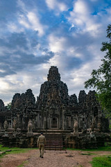 Temple in angkor cambodia person