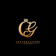 Initial Letter Luxury CG with diamond. Diamond Icon in Flat Style Logo.