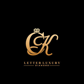 Initial Letter Luxury CK with diamond. Diamond Icon in Flat Style Logo.