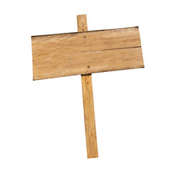 Wooden sign isolated on a white background.