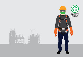 safety harness equipment and lanyard for work at heights