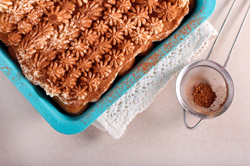 Homemade tiramisu cake