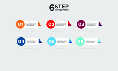 6 step infographic element. Business concept with six options and number, steps or processes. data visualization. Vector illustration.