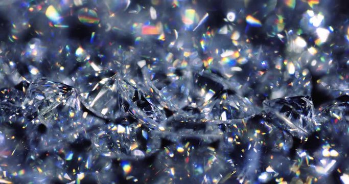 Macro shot of shimmering diamonds.