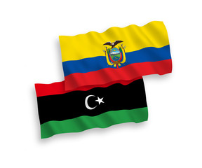 Flags of Libya and Ecuador on a white background