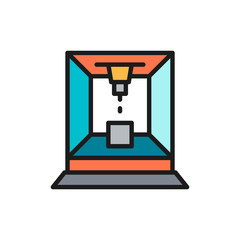 Laser cut machine flat color line icon. Isolated on white background