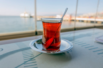 cup of tea on wooden table