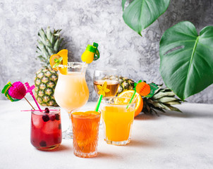 Set of different summer cocktails
