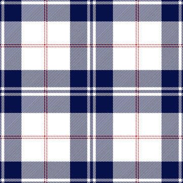 Blue, red and white tartan plaid. Scottish textile pattern.