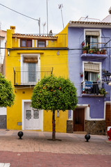 Colorful facades in Villajoyosa waterfront district, Costa Blanca, Spain