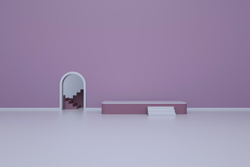 3d rendering abstract platform, minimal pastel podium display scene.