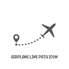 Airplane line path icon simple flat style vector illustration.