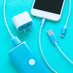 smartphone and USB cable charger