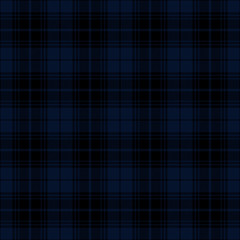 Navy blue and black tartan plaid. English textile pattern.