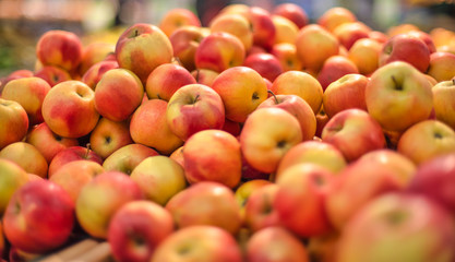 Naklejka na ściany i meble Apples on the counter of the store