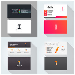 Fototapeta na wymiar I letter logo professional corporate Visiting card, Modern Multipurpose design template. Set of 4 Business cards