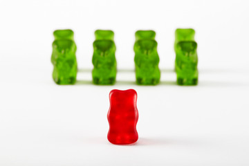 Gummy bear candies designed as a military troop