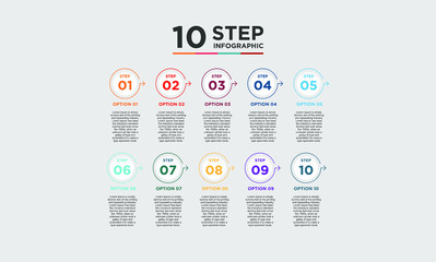 Fototapeta na wymiar 10 step infographic element. Business concept with ten options and number, steps or processes. data visualization. Vector illustration.