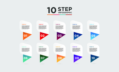 10 step infographic element. Business concept with ten options and number, steps or processes. data visualization. Vector illustration.