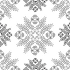        Plain Black Whit.  .Oval shaped seamless pattern in oriental style.