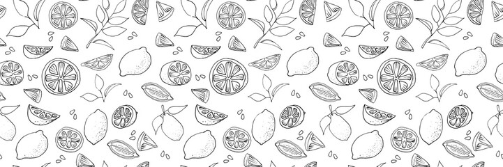 Bright summer seamless doodle pattern with cute limes sketch. Hand drawn trendy background. design background greeting cards, invitations, fabric, textiles, packaging and wallpaper.
