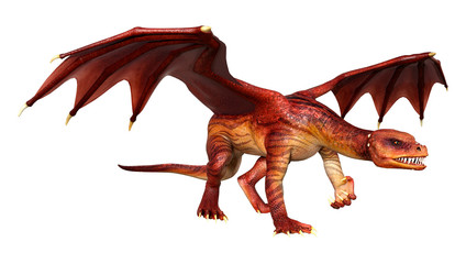 3D Rendering Fairy Tale Dragon on White