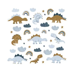 Photo sur Plexiglas Chambre de garçon illustration de style scandinave de dinosaure dessiné à la main